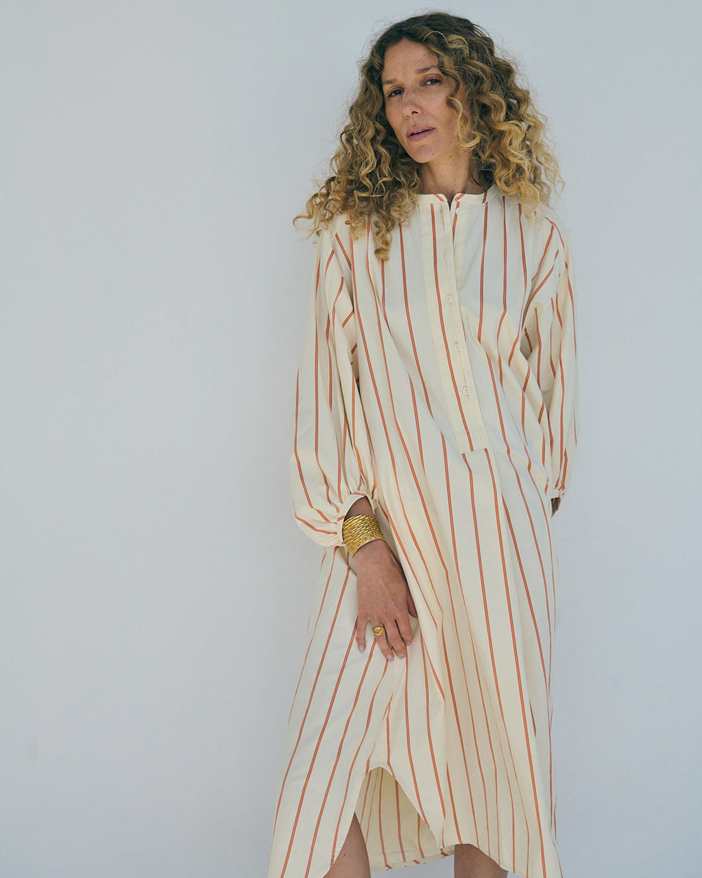 LA ROUGE ApS Louise Shirt Dress Tunic Sand/Orange Stripe
