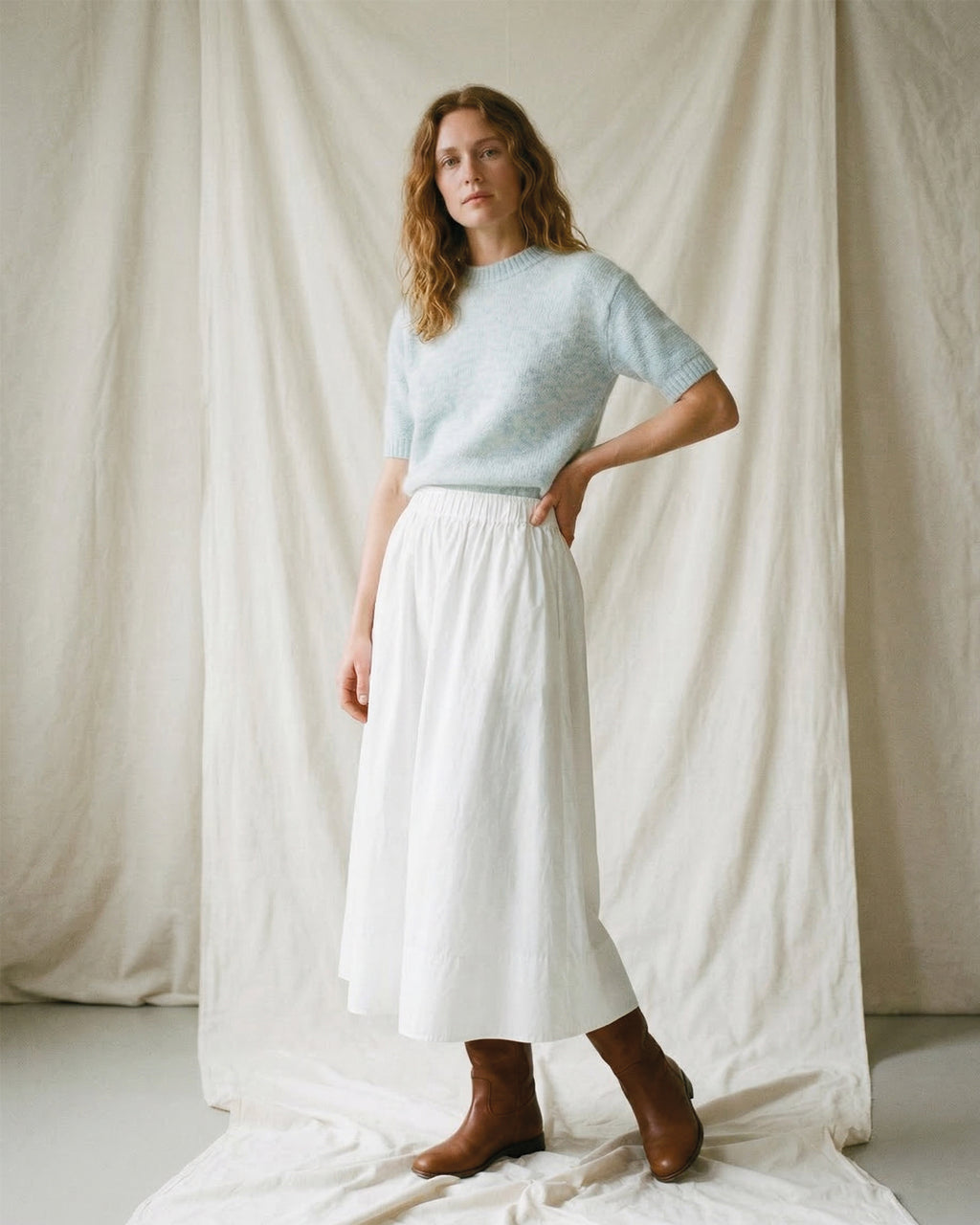 LA ROUGE ApS Alpa S/S Knit Knit Light Blue Melange