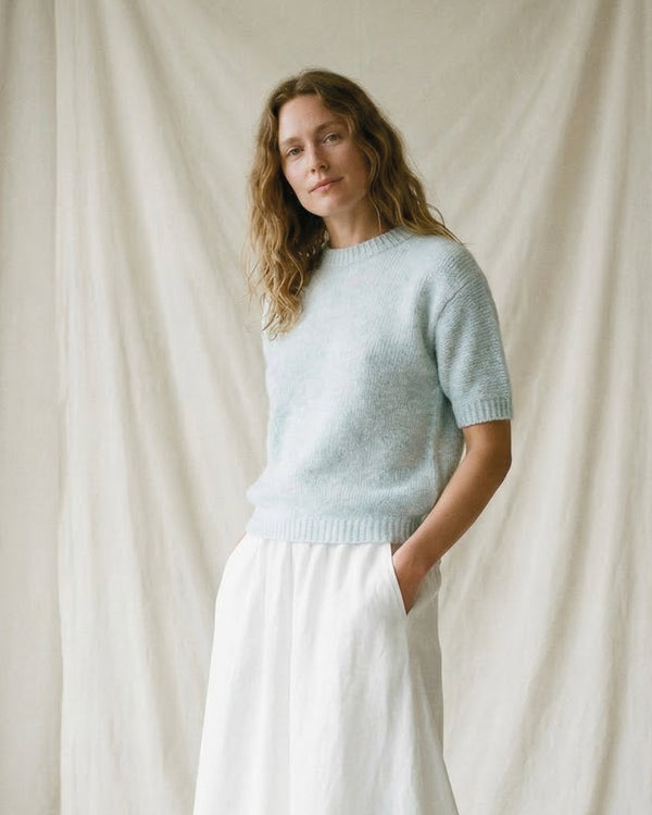 LA ROUGE ApS Alpa S/S Knit Knit Light Blue Melange
