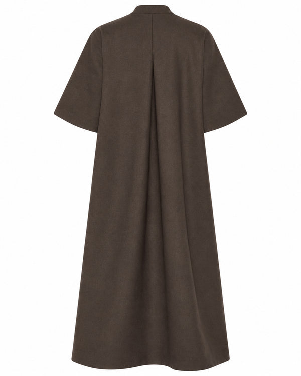 LA ROUGE ApS Anette Wool Cape - Long Jacket Dark Brown Melange