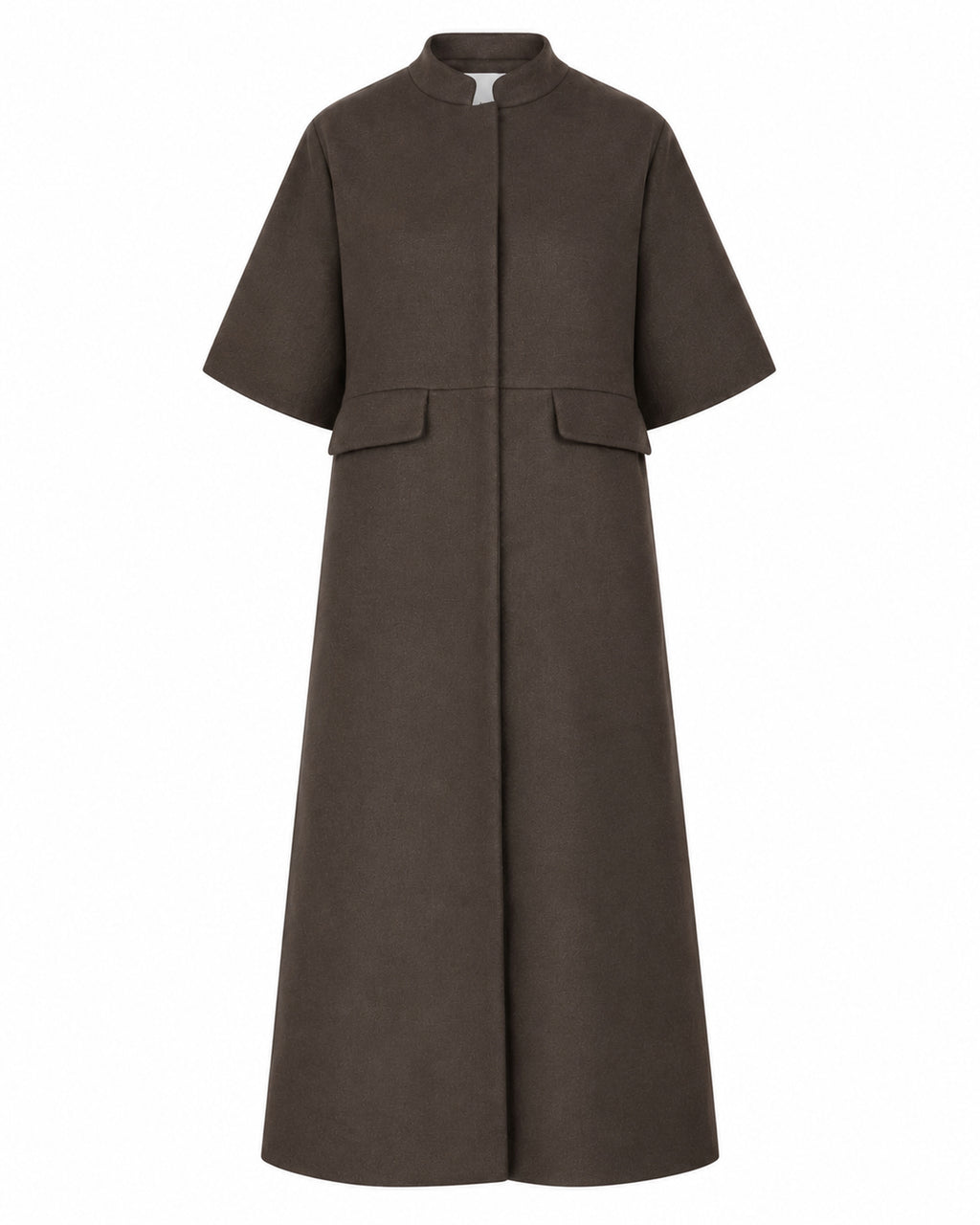 LA ROUGE ApS Anette Wool Cape - Long Jacket Dark Brown Melange