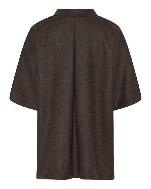 LA ROUGE ApS Anette Wool Cape - Short Jacket Dark Brown Melange