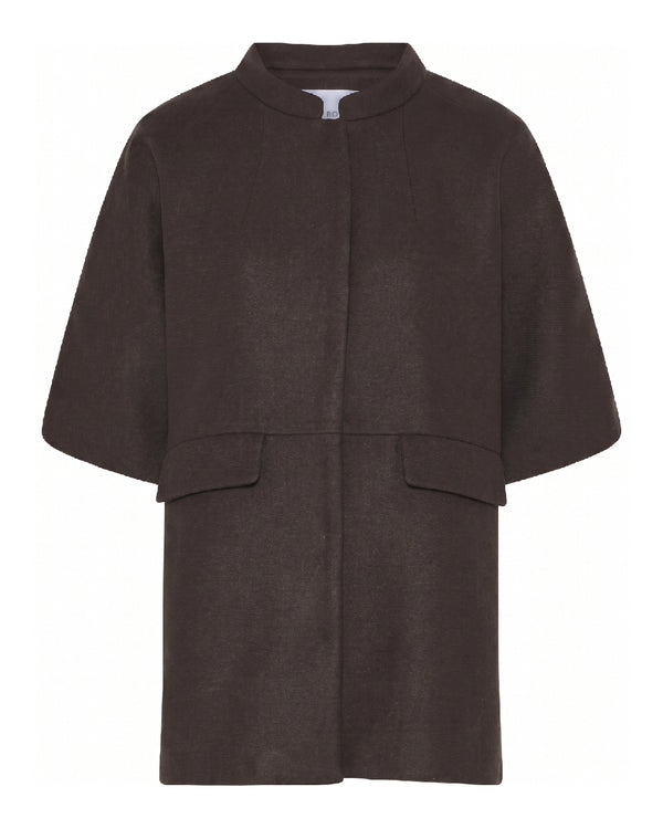 LA ROUGE ApS Anette Wool Cape - Short Jacket Dark Brown Melange