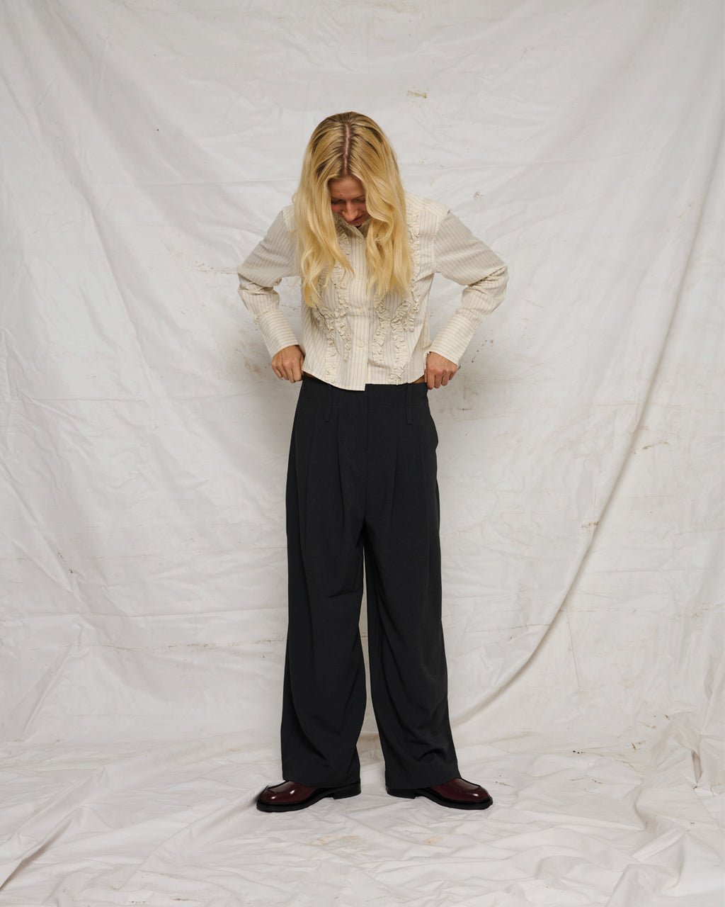 LA ROUGE ApS Candy Cropped Shirt Shirt Sand stripe