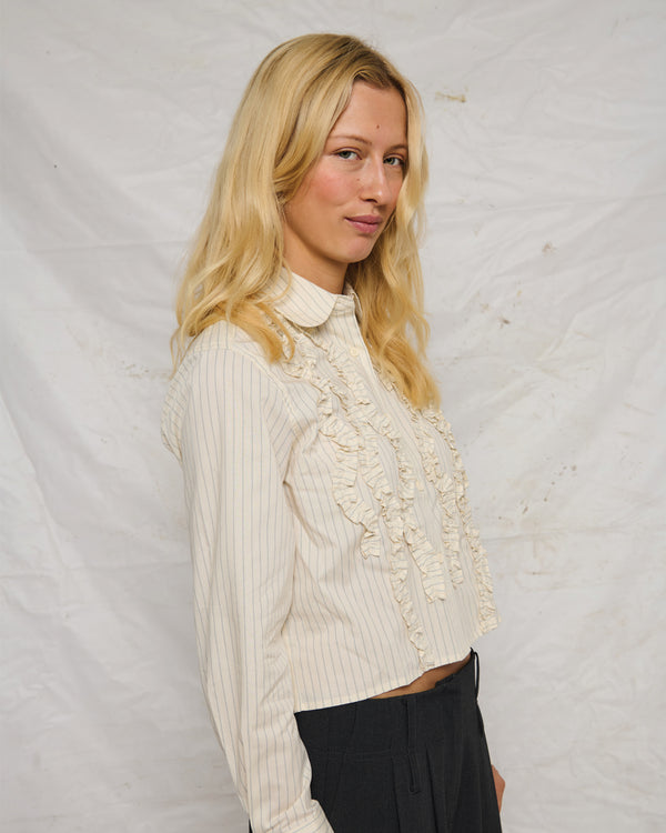 LA ROUGE ApS Candy Cropped Shirt Shirt Sand stripe