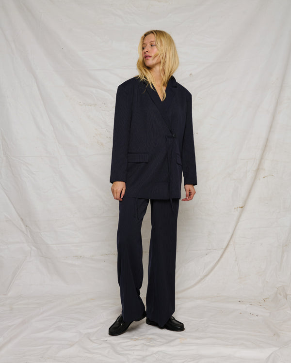 LA ROUGE ApS Catrine Pants Pants Navy Pinstribe