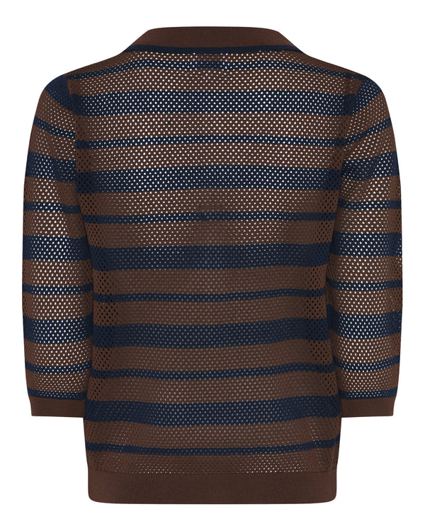 LA ROUGE ApS Charlotte Knit Polo Knit Brown/navy