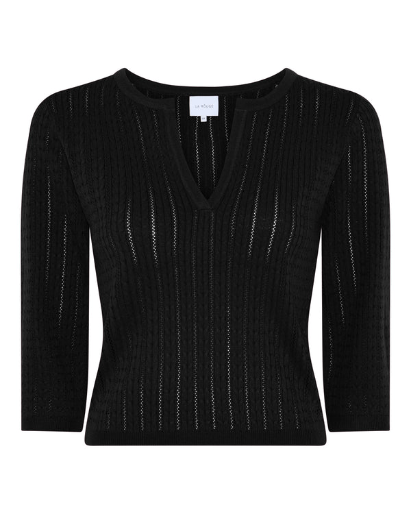 LA ROUGE ApS Charlotte Knit V-Neck Top Black