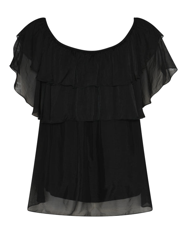 LA ROUGE ApS Donatella Fringe Top Top Black