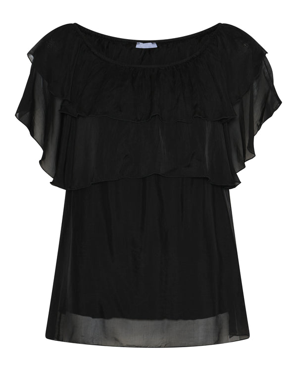 LA ROUGE ApS Donatella Fringe Top Top Black
