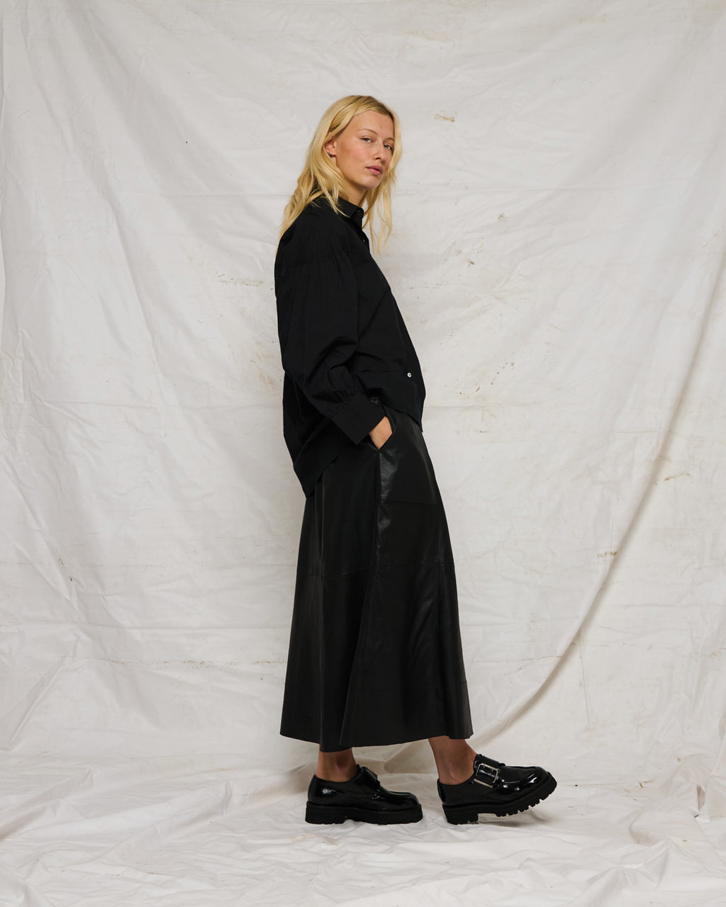 LA ROUGE ApS Gudrun Leather Skirt Skirt Black