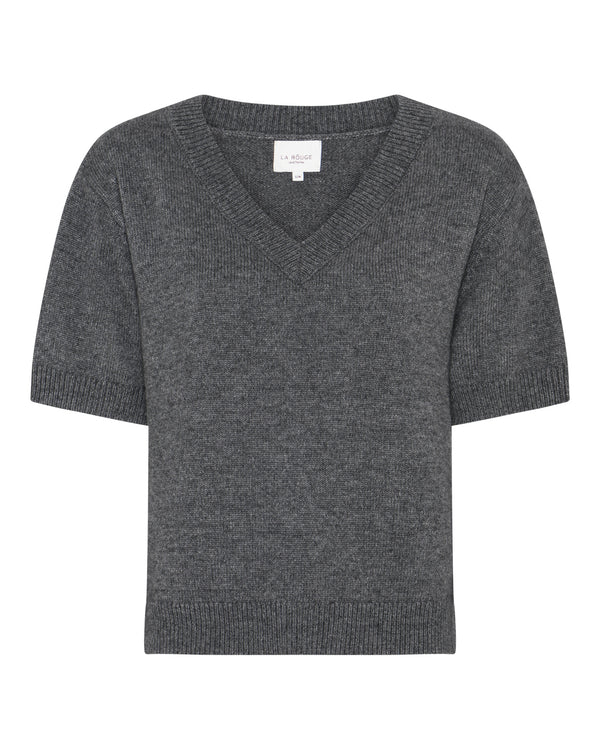 LA ROUGE ApS Julie S/S Knit Knit Dark Grey Melange