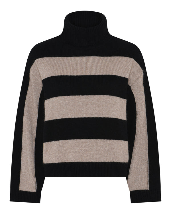 LA ROUGE ApS Julie Striped Knit Knit Black/Sand Stripe