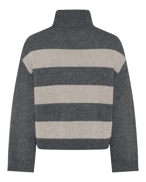 LA ROUGE ApS Julie Striped Knit Knit Dark Grey / Sand Stripe