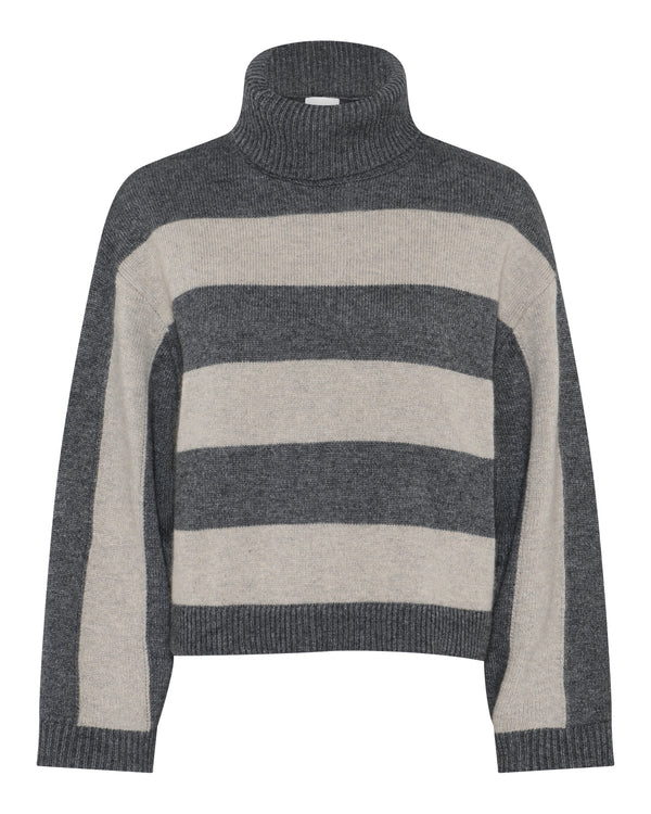 LA ROUGE ApS Julie Striped Knit Knit Dark Grey / Sand Stripe