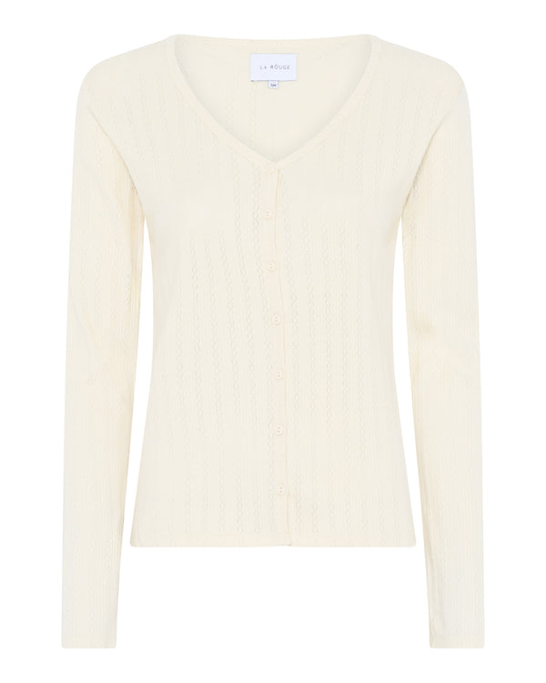 LA ROUGE ApS Lene Pointelle set w. cardigan  Off White
