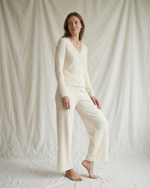 LA ROUGE ApS Lene Pointelle set w. cardigan  Off White