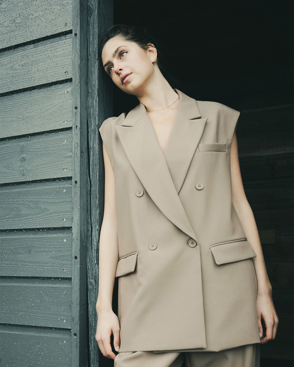 LA ROUGE ApS Line Vest Waistcoat Sand