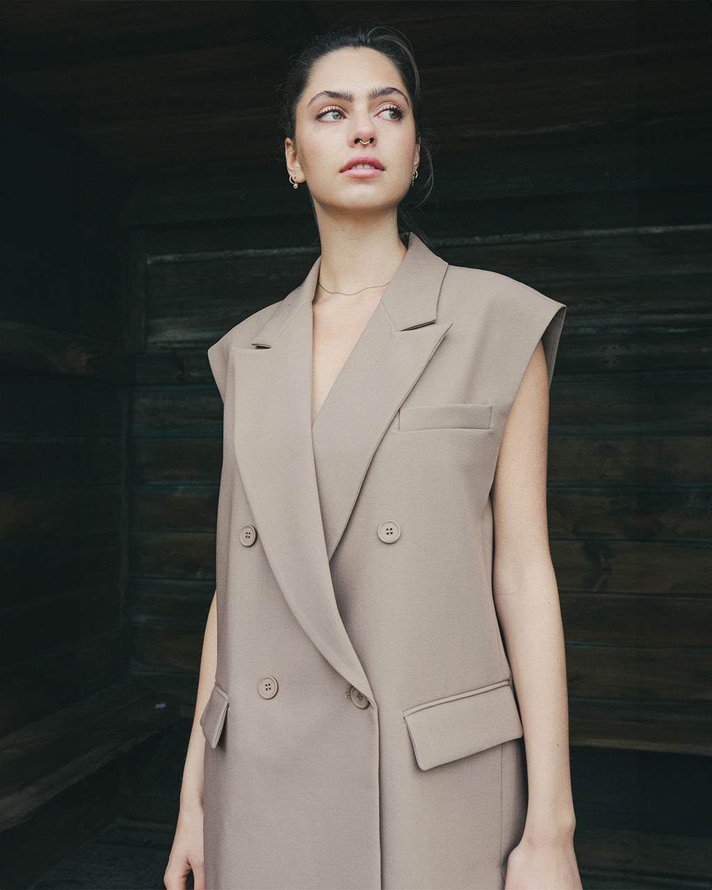 LA ROUGE ApS Line Vest Waistcoat Sand