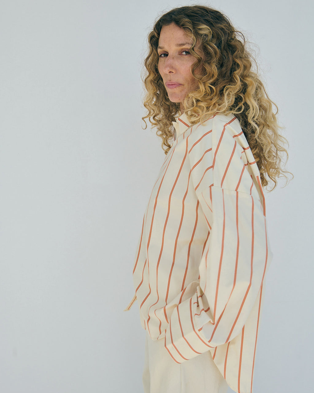 LA ROUGE ApS Louise Shirt Shirt Sand/Orange Stripe
