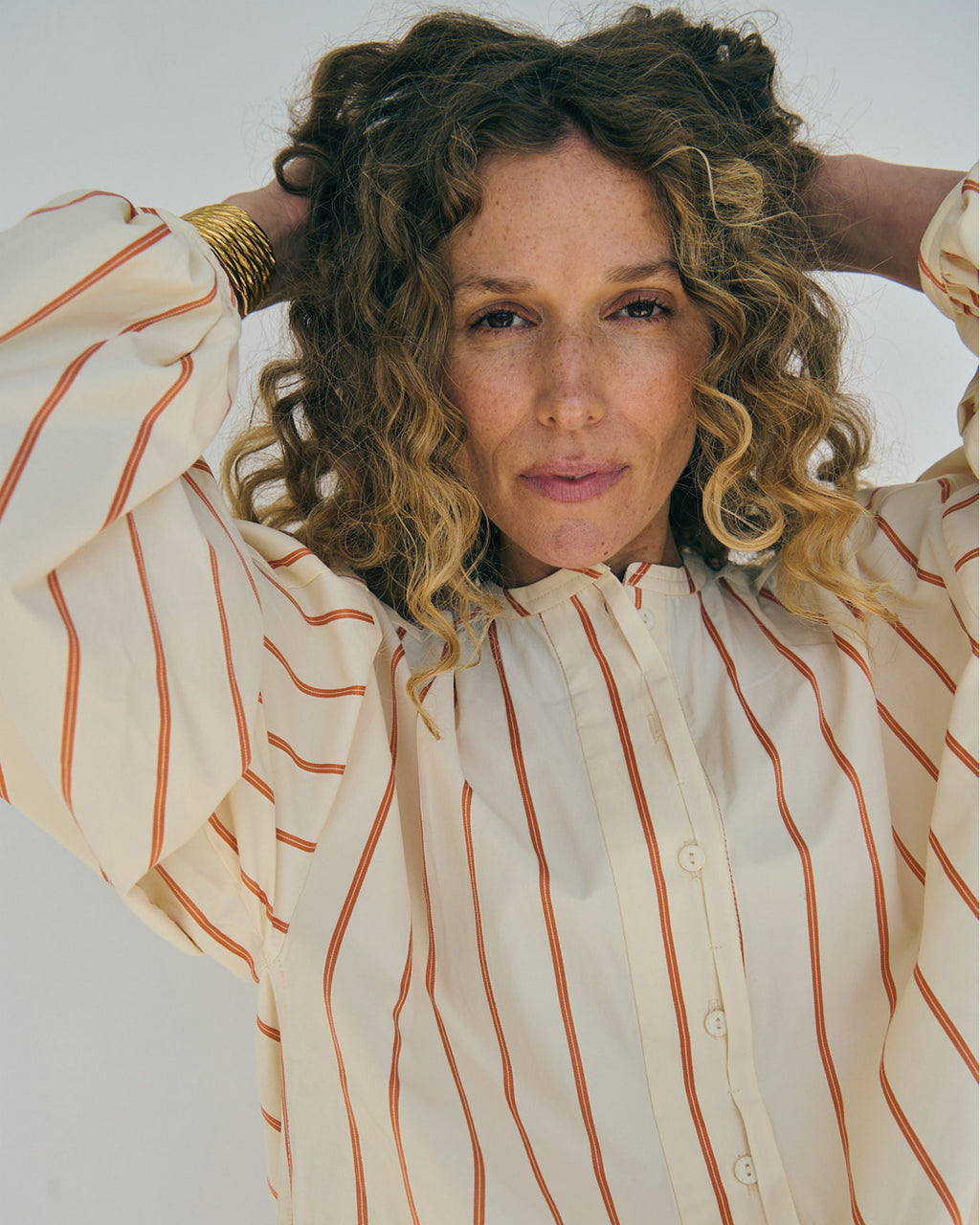 LA ROUGE ApS Louise Shirt Dress Tunic Sand/Orange Stripe