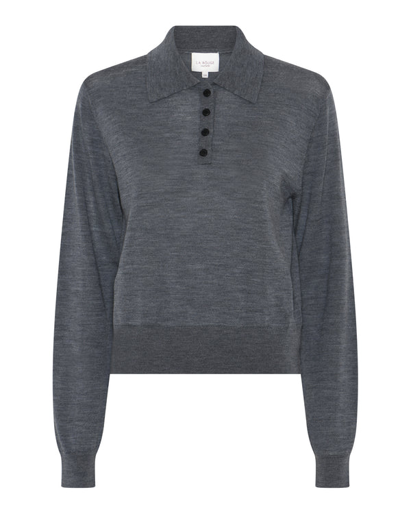 LA ROUGE ApS Merlin L/S Poloshirt Polo Shirt Dark Grey Melange