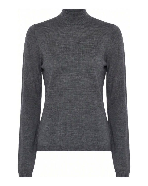 LA ROUGE ApS Merlin L/S Turtleneck Knit Dark Grey Melange