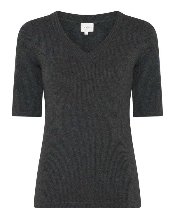 LA ROUGE ApS NOOS - Lisa S/S T-shirt Short Sleeve Dark Grey Melange