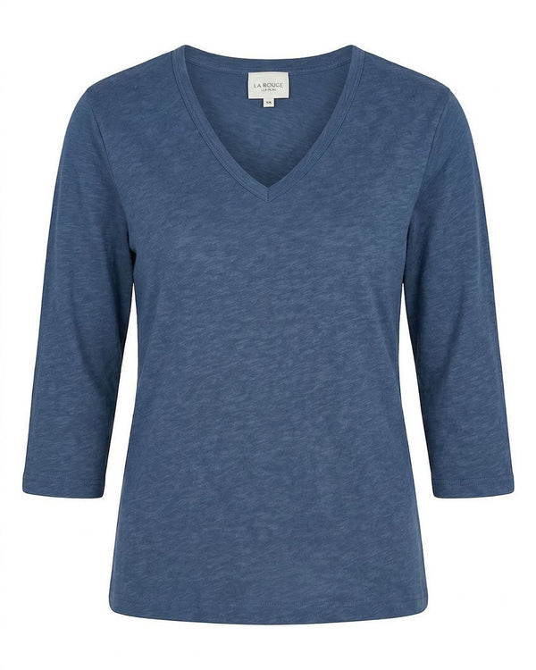 LA ROUGE ApS NOOS - Lise 3/3 V-neck T-shirt Navy