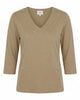LA ROUGE ApS NOOS - Lise 3/3 V-neck T-shirt Sand