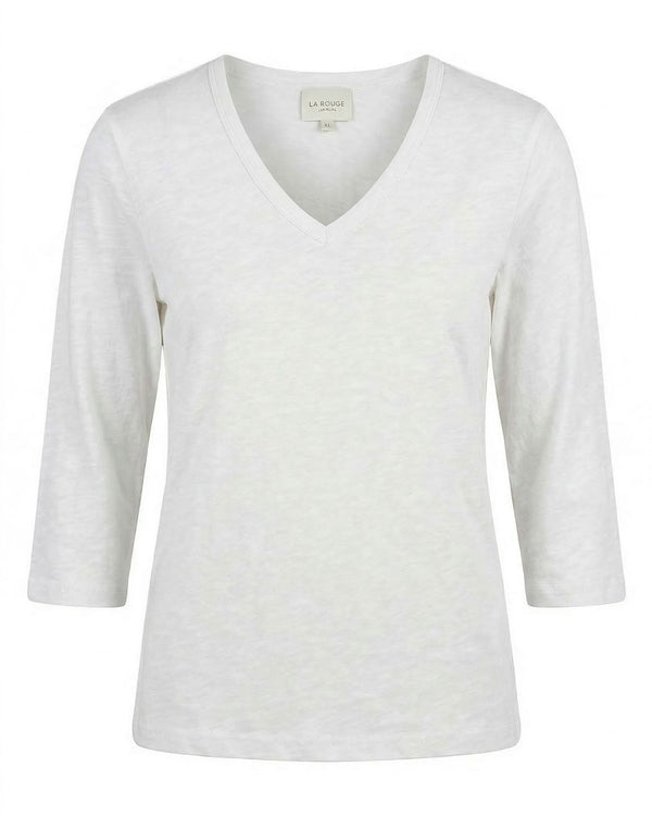 LA ROUGE ApS NOOS - Lise 3/3 V-neck T-shirt White