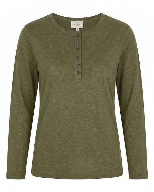 LA ROUGE ApS NOOS - Lise L/S Granddad Long Sleeve Army Green