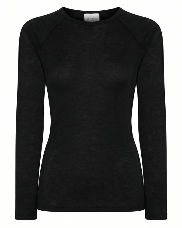 LA ROUGE ApS NOOS - Sille Wool L/S Raglan Sleeve T-shirt Black
