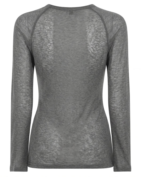 LA ROUGE ApS NOOS - Sille Wool L/S Raglan Sleeve T-shirt Dark Grey Melange
