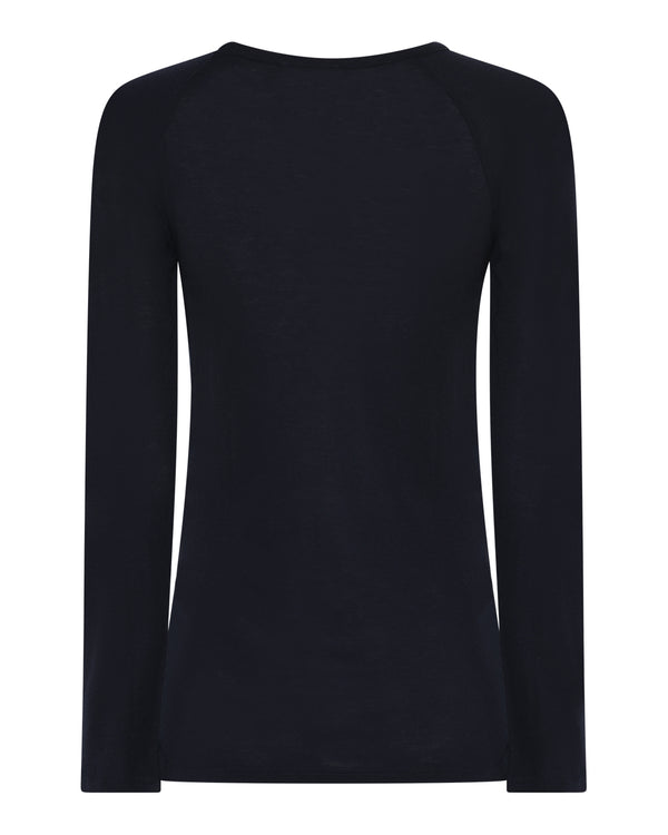 LA ROUGE ApS NOOS - Sille Wool L/S Raglan Sleeve T-shirt Navy
