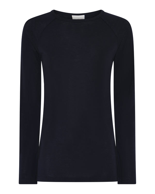LA ROUGE ApS NOOS - Sille Wool L/S Raglan Sleeve T-shirt Navy