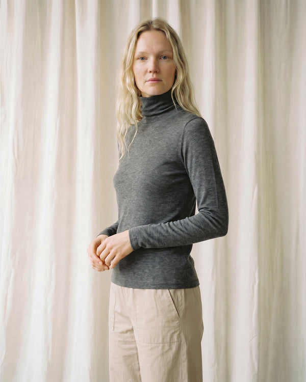 LA ROUGE ApS NOOS - Sille Wool Rollerneck Rollerneck Dark Grey Melange