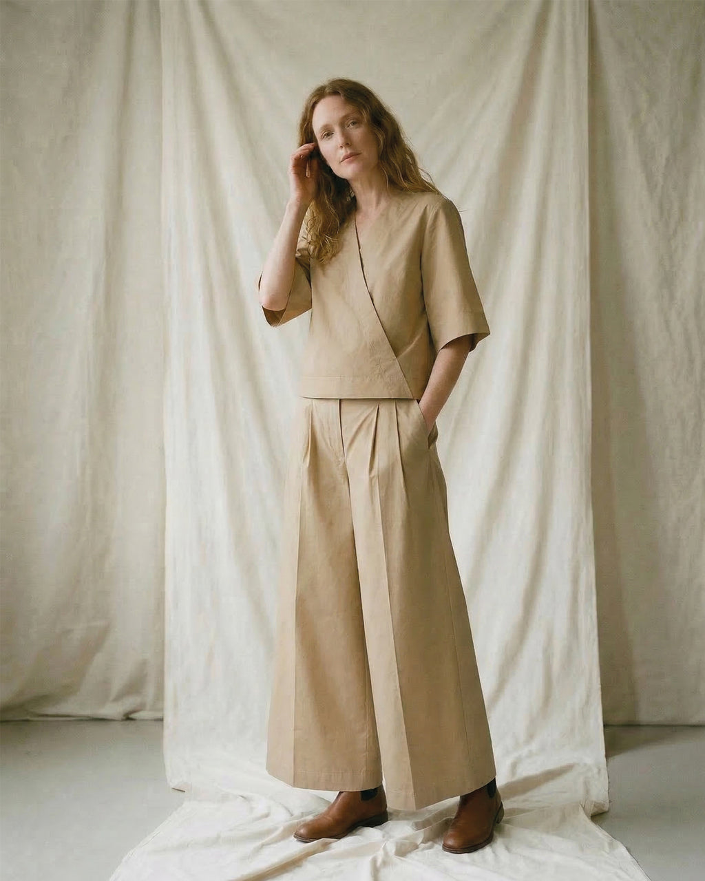 LA ROUGE ApS Pia Pants Wide leg Pants Sand
