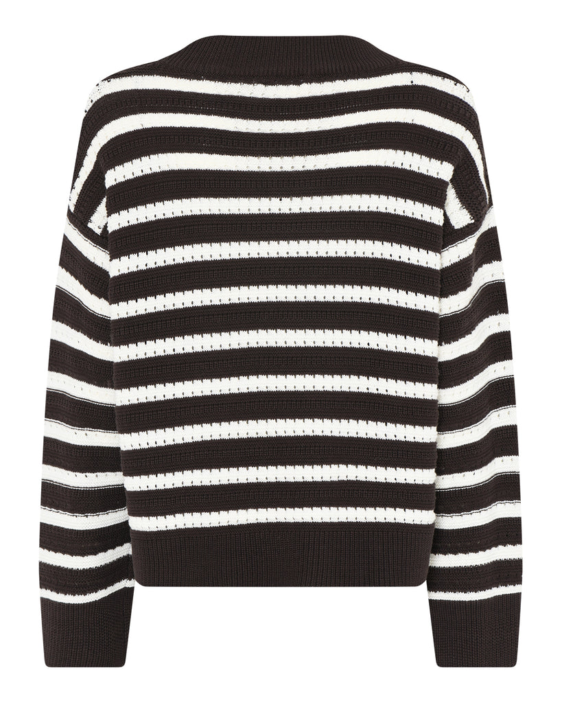 LA ROUGE ApS Rosalia Striped Knit Knit Brown/Offwhite Stripe