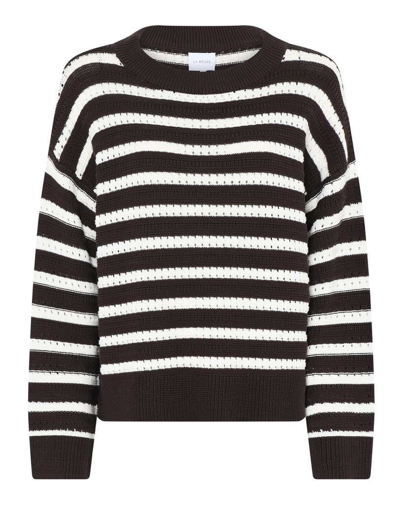 LA ROUGE ApS Rosalia Striped Knit Knit Brown/Offwhite Stripe