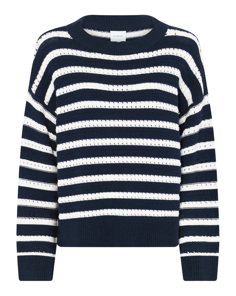 LA ROUGE ApS Rosalia Striped Knit Knit Navy/Offwhite