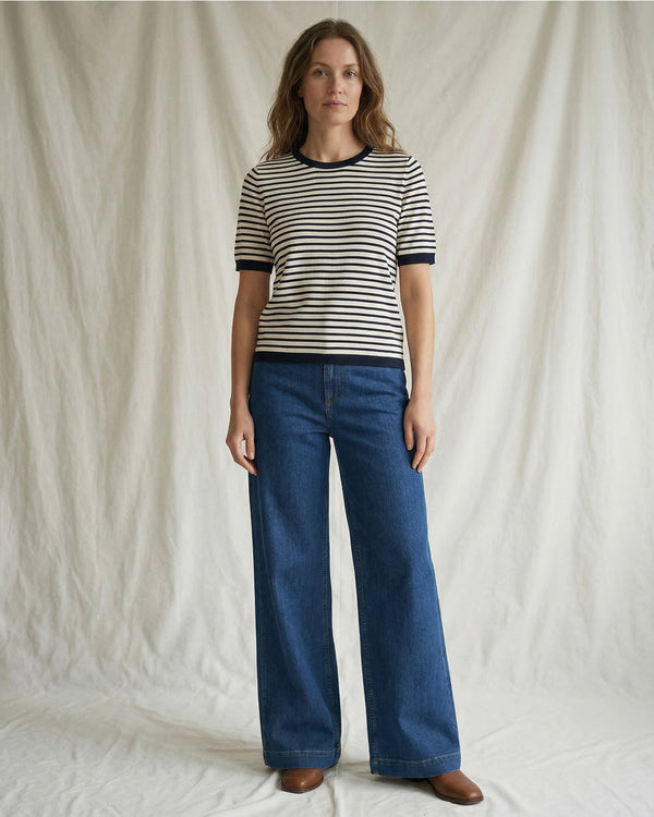 LA ROUGE ApS Sailor Knit S/S Knit Offwhite/navy stripe