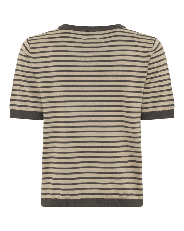 LA ROUGE ApS Sailor Knit S/S Knit Sand/brown stripe