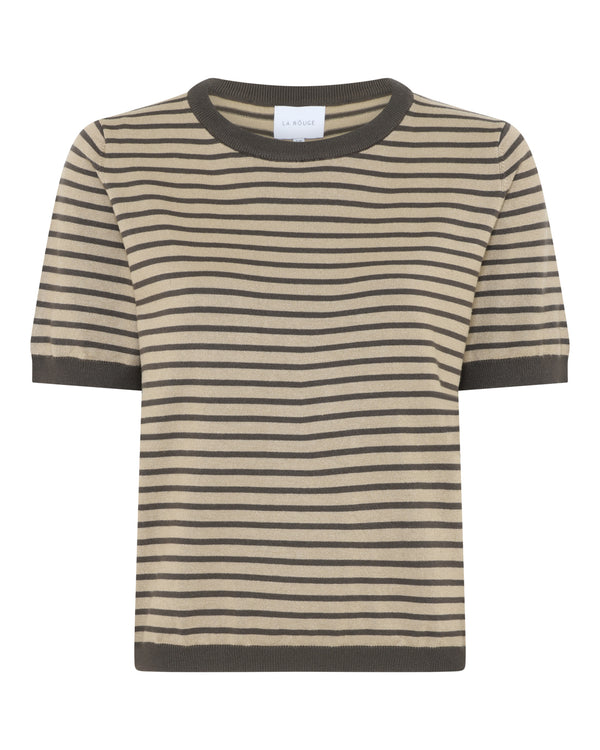 LA ROUGE ApS Sailor Knit S/S Knit Sand/brown stripe