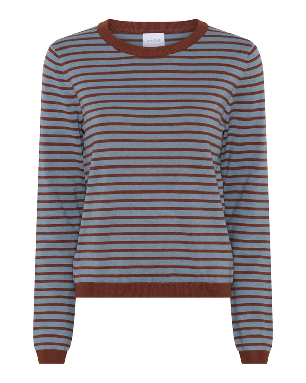 LA ROUGE ApS Sailor L/S Knit Knit Chestnut/faded blue stripe