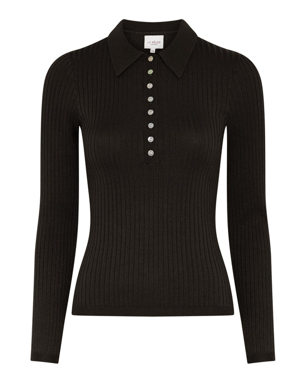LA ROUGE ApS Sailor Poloshirt Top Dark Brown