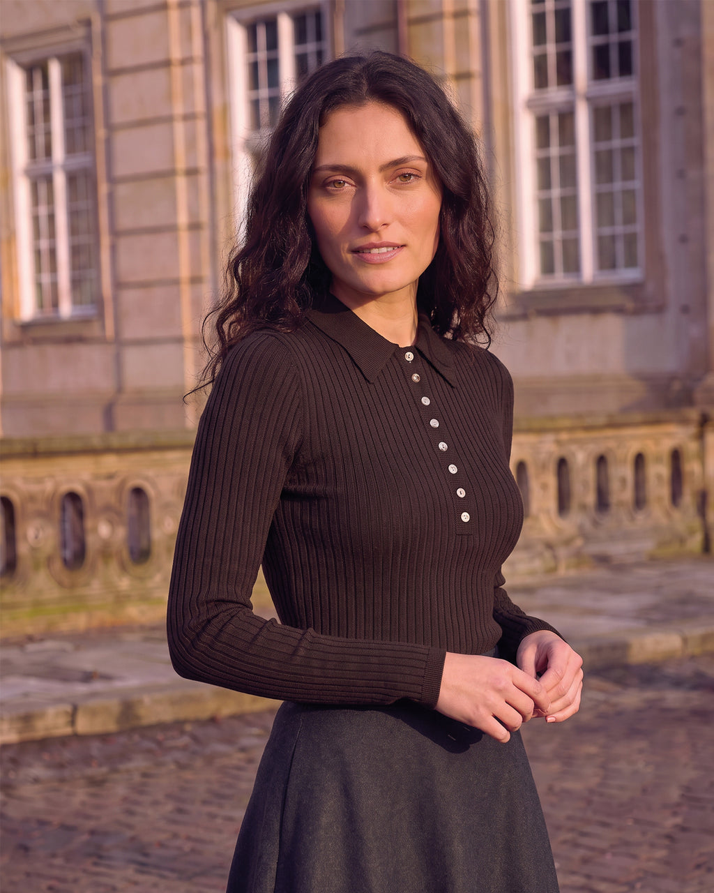 LA ROUGE ApS Sailor Poloshirt Top Dark Brown