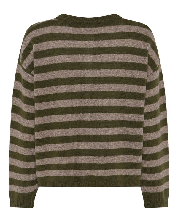 LA ROUGE ApS Sisse Striped Cardigan Cardigan Green/Camel Melange