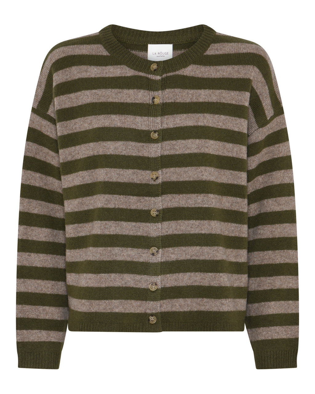 LA ROUGE ApS Sisse Striped Cardigan Cardigan Green/Camel Melange