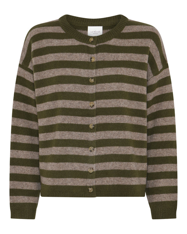 LA ROUGE ApS Sisse Striped Cardigan Cardigan Green/Camel Melange